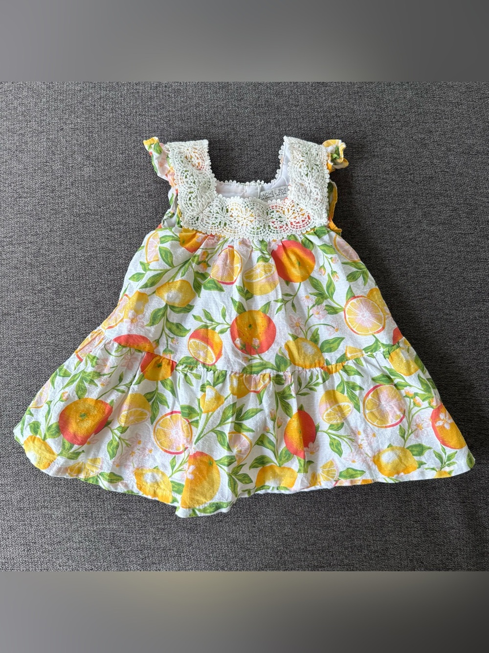 Rachel Zoe Lace Citrus Dress Oranges Lemons Baby Girl 12M